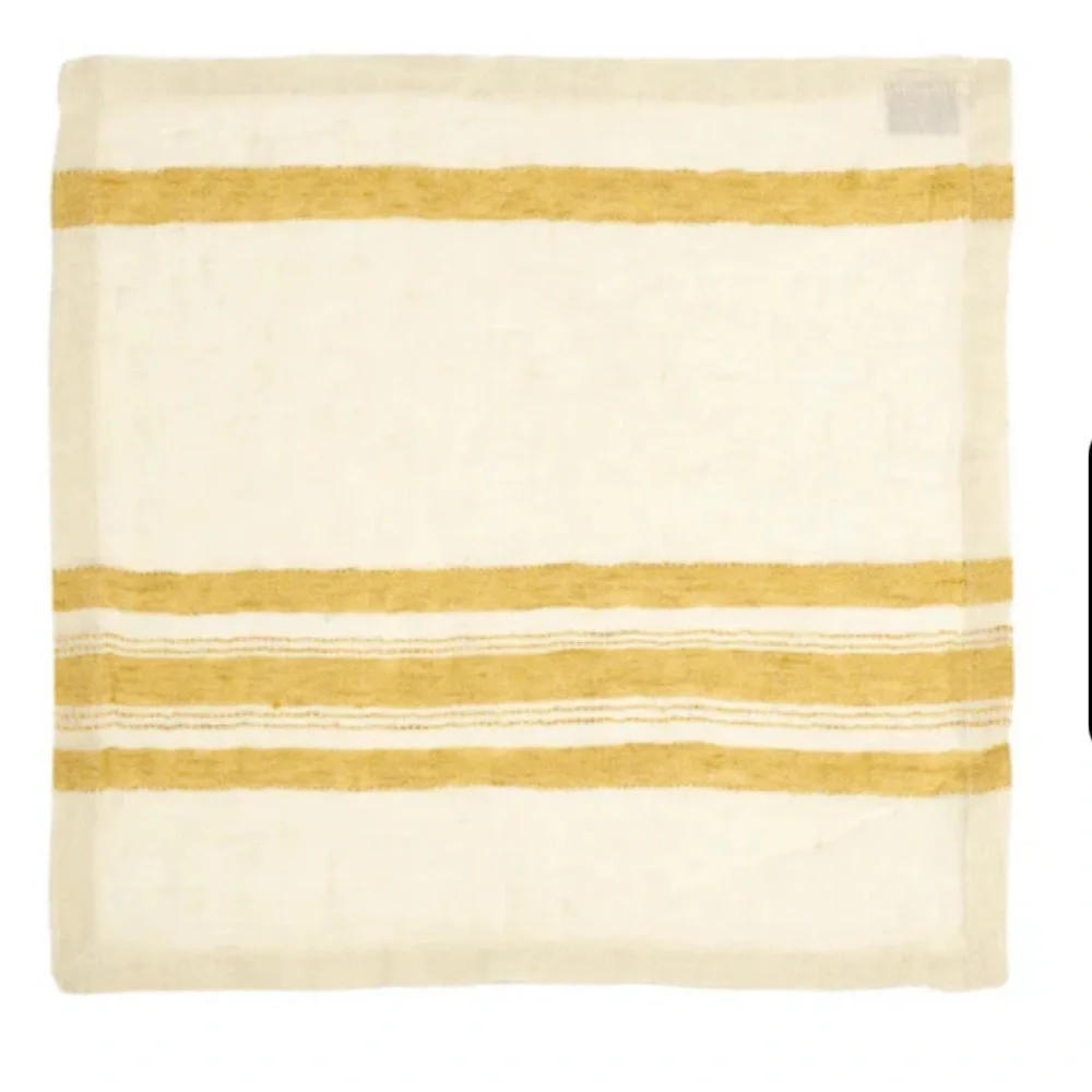 Anthropologie Libeco Belgian Linen Table Napkin - The Library Stripe - Yellow